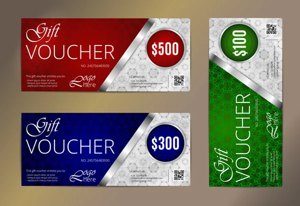 Voucher, Buono regalo, Modello coupon. Motivo floreale a scorrimento. Design dello sfondo. Vettore — Vettoriale Stock