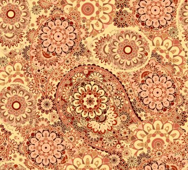 Vector seamless pattern in Eastern style. Colorful element for design. Ornamental lace tracery background.