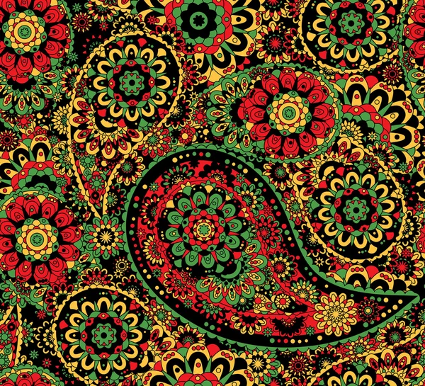 Traditional oriental seamless paisley pattern. Decorative ornament for fabric, textile, wrapping paper. Khokhloma style. — 스톡 벡터