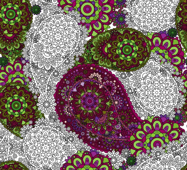 Vektor nahtlose Muster im östlichen Stil. kunstvolles florales Dekor für Tapeten. endlose Textur. farbige Musterfüllung. — Stockvektor