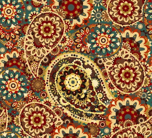 Muestra de pañuelo de seda de patrón paisley tradicional. Concepto de regalos y regalos de tela oriental — Vector de stock