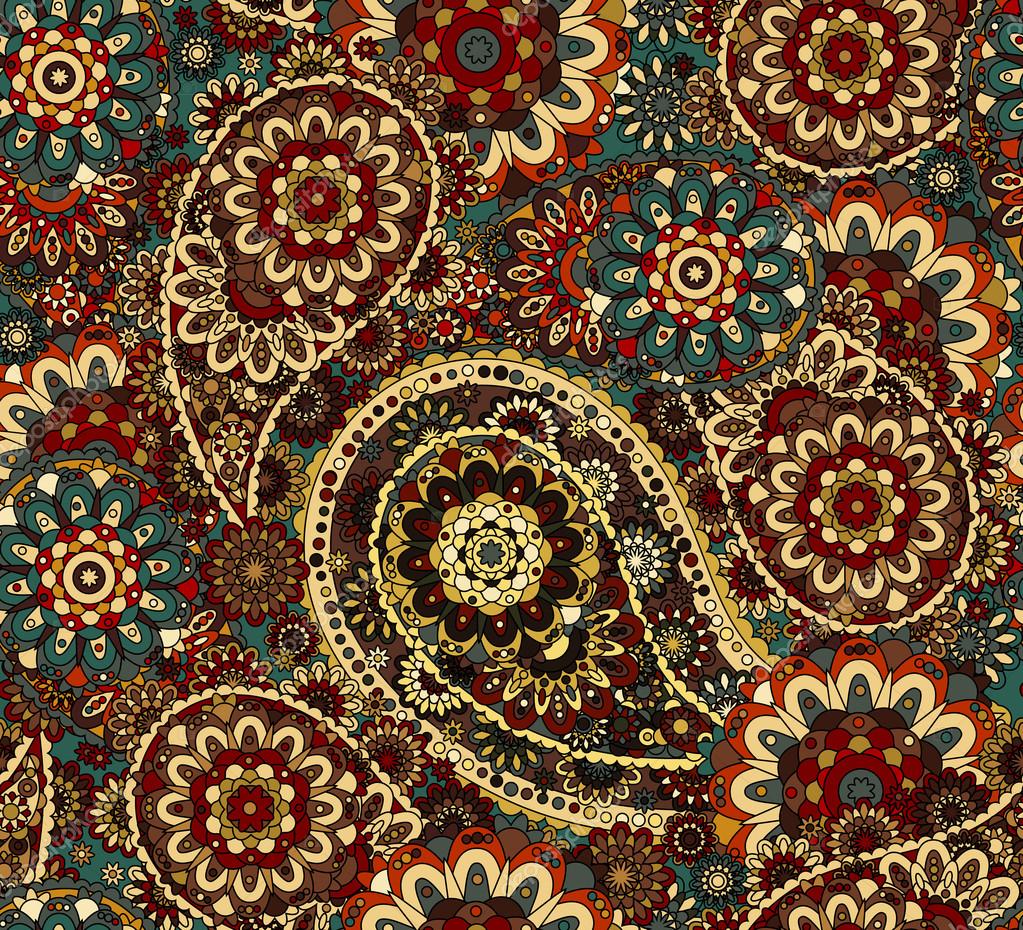 Traditional paisley pattern silk headscarf sample. Eastern cloth ...