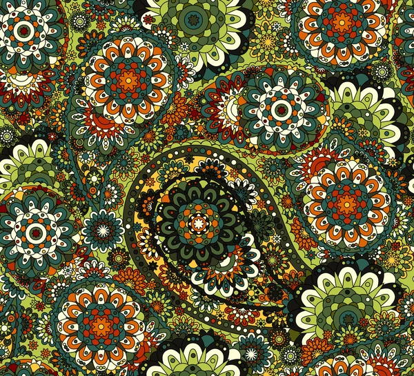 Floral paisley seamless pattern. Vector. Colorful eastern style background. — 스톡 벡터