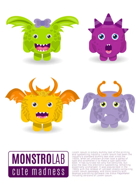 Vector illustratie monsters met een toothy grijns. — Stockvector