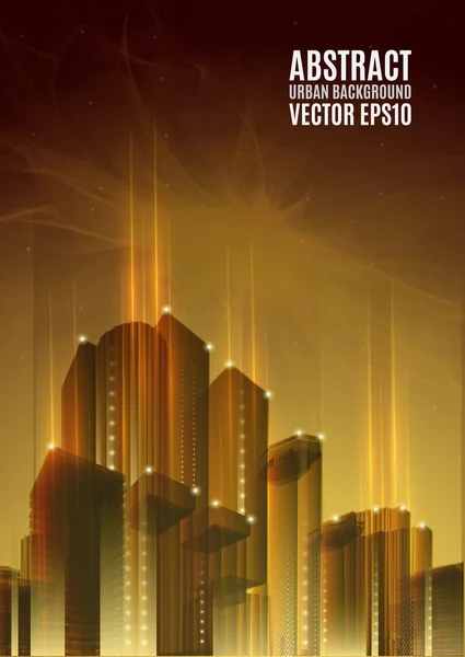 Gold city skyline at night. Graphical urban abstract cityscape background — Stockvector