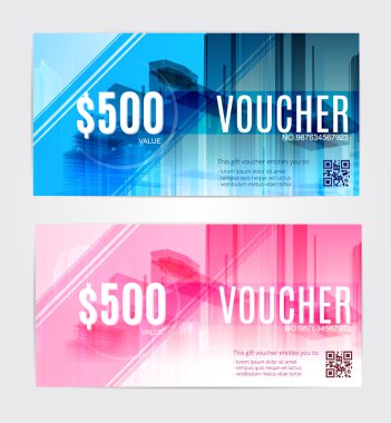 Vector illustration set ,Gift voucher template with clean and modern pattern.