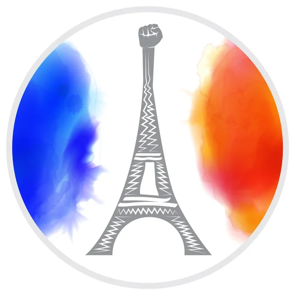 Rezem por Paris. França. Torre Eiffel em fundo colorido bandeira da frança . — Vetor de Stock