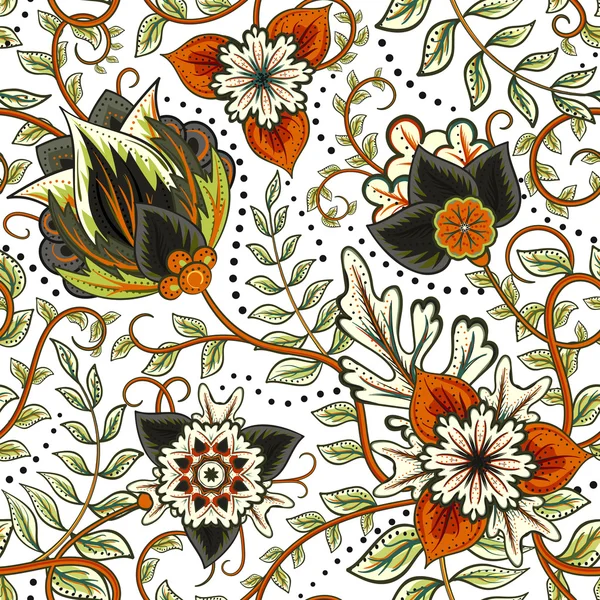Διάνυσμα floral μοτίβο άνευ ραφής με λουλούδια της φαντασίας — Διανυσματικό Αρχείο