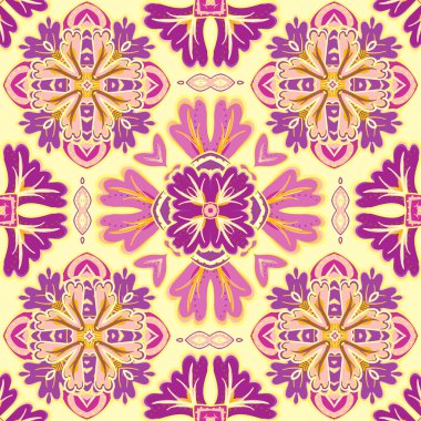 Seamless patchwork pattern from Moroccan, Portuguese  tiles, Azulejo, ornaments. For wallpaper, pattern fills, surface textures
