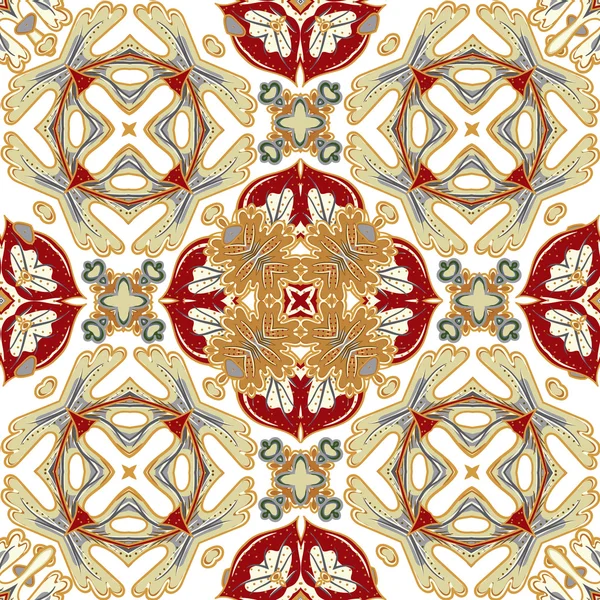 Gorgeous seamless patchwork pattern from colorful Moroccan tiles, ornaments. For wallpaper, pattern fills, surface textures — Stockový vektor