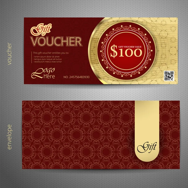 Modelo de voucher com padrão vintage premium. vetor —  Vetores de Stock