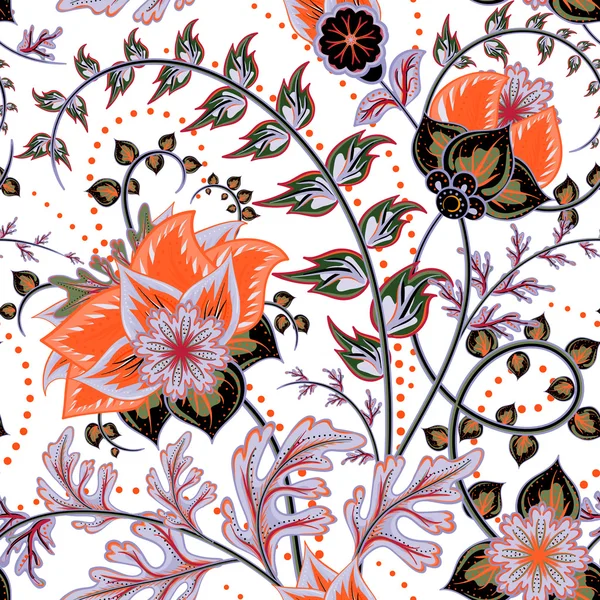 Seamless mönster. Vintage dekorativa element. Handritad bakgrund. Arabiska, indiska, ottomanska motiv. Perfekta för utskrift på tyg eller papper — Stock vektor