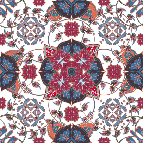 Turkish, Arabic, African Ottoman Empires era traditional seamless ceramic tile, vector floral pattern. — Wektor stockowy