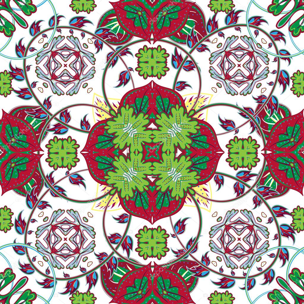 Italian traditional ornament, Mediterranean seamless pattern, tile, textile, tissue design, vector illustration.