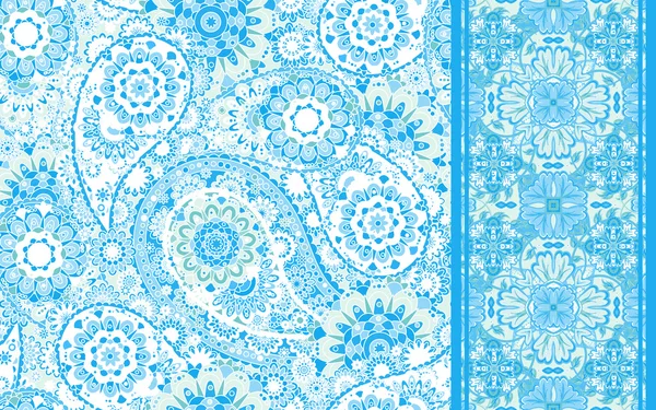 Set di pattern senza cuciture basato su elementi asiatici tradizionali Paisley e strisce. Vettore sfondo colorato — Vettoriale Stock
