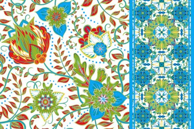 Set of elegance seamless pattern with floral, seamless border. Vector background.
