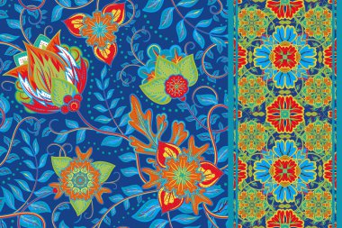 Set of elegance seamless pattern with floral, seamless border. Vector background.