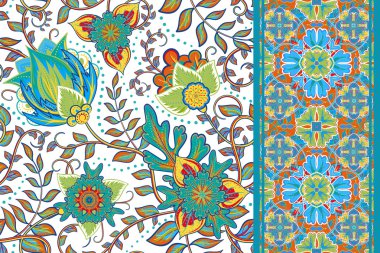 Set of elegance seamless pattern with floral, seamless border. Vector background.