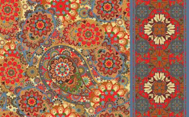 Set renkli desenli Dikişsiz desen ve soyulmuş. Vintage desenli arka plan