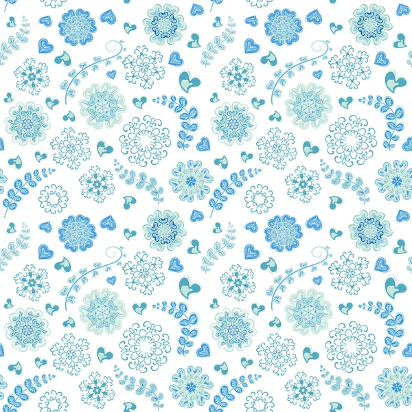 Floral seamless pattern with flowers. Copy square to the side and you'll get seamlessly tiling pattern which gives the resulting image ability to be repeated or tiled without visible seams. — Stock Vector