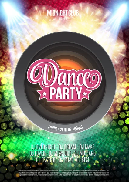 Dance Party Night Poster Background Template - Ilustração vetorial — Vetor de Stock