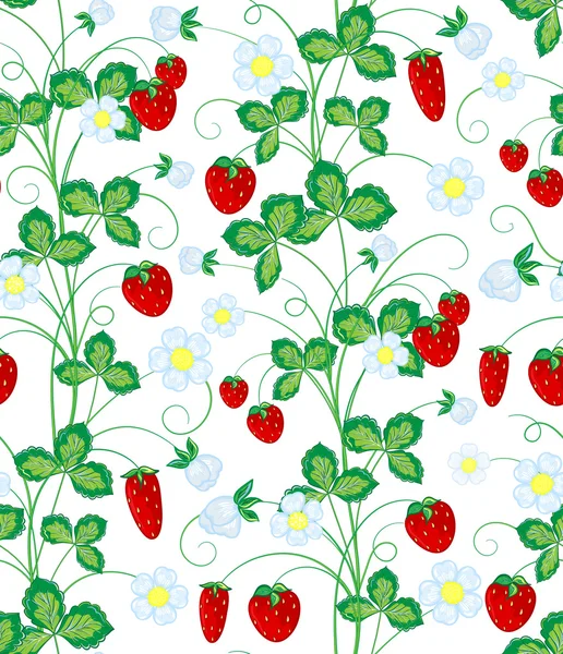 Vektor Hand gezeichnet nahtlose Erdbeermuster. — Stockvektor
