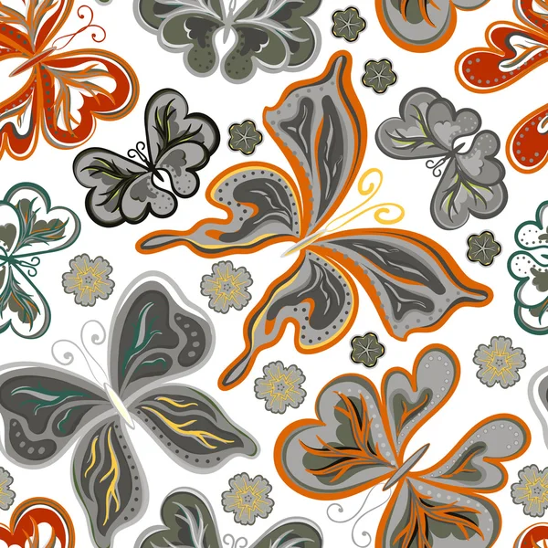 Patrón de mariposa de colores sin costuras. Ilustración vectorial — Vector de stock