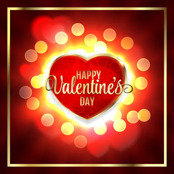 Happy Valentines day Greeting Card and Heart Light Vintage Vector Background. — Wektor stockowy