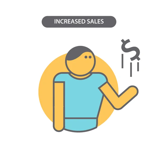 Line icon with flat design elements of business concept  increased sales. Modern vector pictogram. — Stock vektor