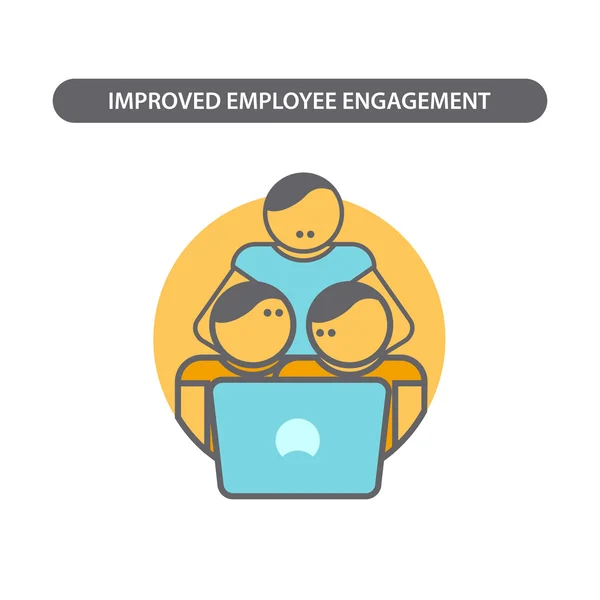 Line icon with flat design elements of business concept  employee engagement. Modern vector pictogram. — Stock vektor