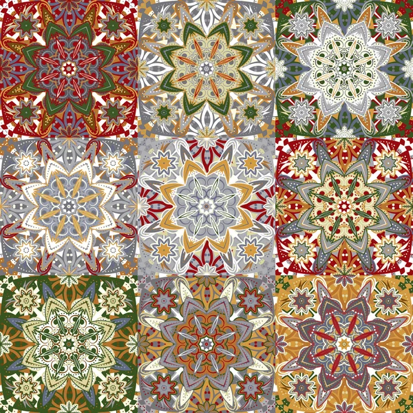 Sfondi damascati islamici set colorato, bellissimi ornamenti, modelli senza soluzione di continuità, sfondi vettoriali, carte da imballaggio floreali, tessuti campione per la decorazione e il design — Vettoriale Stock