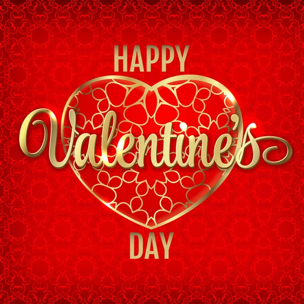 Szczęśliwy dzień Valentines serca ilustracji wektorowych na czerwonym tle — Wektor stockowy