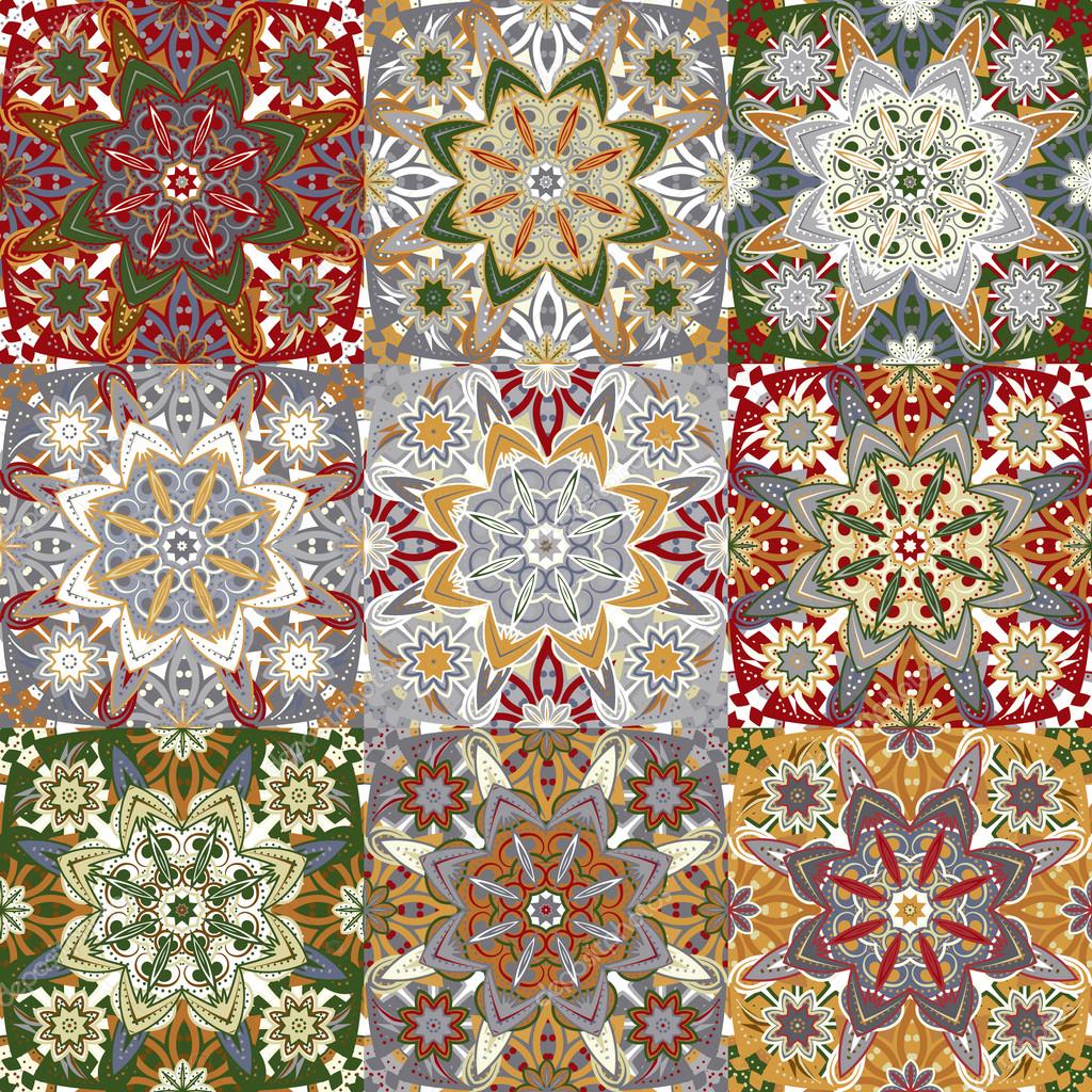 Islamic damask backgrounds colorful set, beautiful ornamentation