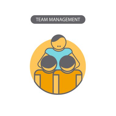 Line icon with flat design elements of business concepts, team management. Modern vector pictogram.