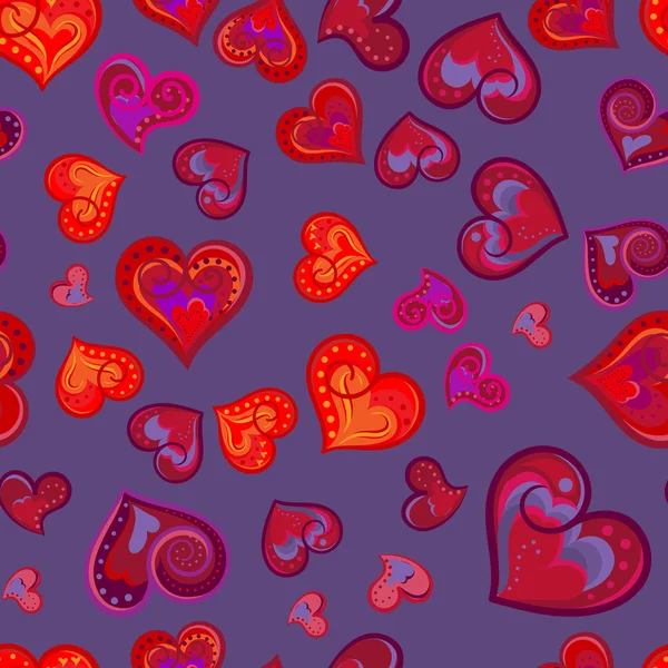 Fun nahtlose Vintage Love Heart Hintergrund in hübschen Farben. Ideal für Baby-Ankündigung, Valentinstag, Muttertag, Ostern, Hochzeit, Sammelalbum, Geschenkpapier, Textilien — Stockvektor