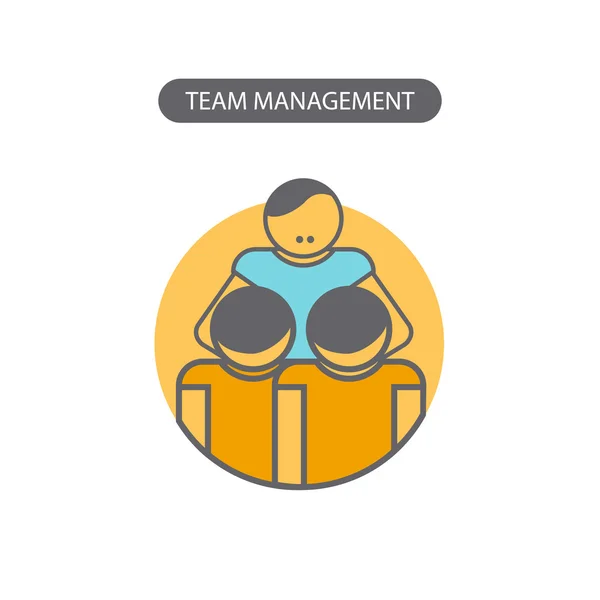 Line icon with flat design elements of business concepts, team management. Modern vector pictogram. — Stock vektor