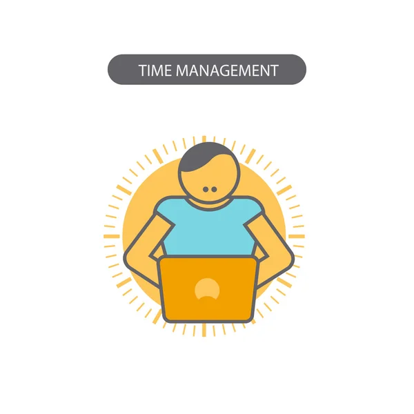 Line icon with flat design elements of business concepts, time management. Modern vector pictogram. — Stock vektor