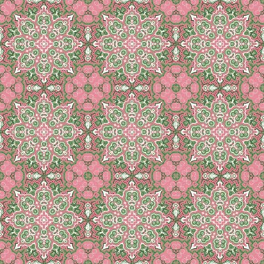Seamless vector colorful pattern. East ornament colorful details on the turquoise background. Tracery of mandalas for textile clipart