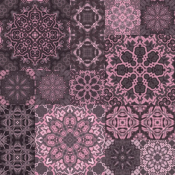 Seamless background pattern. Ornate patchwork in floral style. — Stok Vektör