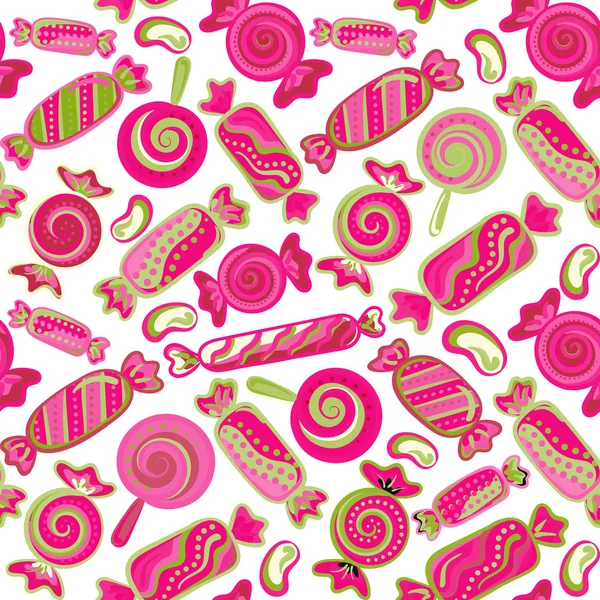 Seamless pattern vector  background with lollipops and candies. Vector seamless background with colorful candies. — Stockový vektor