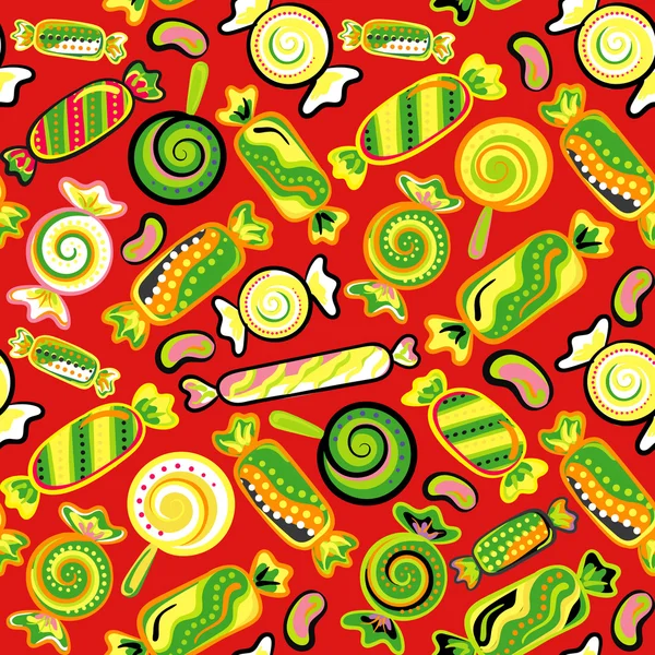 Yummy colorful sweet lollipop candy cane seamless pattern. Vector illustration. Holidays background — Stockový vektor