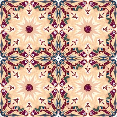 Kusursuz Damask Şablon Tasarımı ve Vektör Döşeme Seramik Döşemelerinden Yapılan Duvar Kağıdı