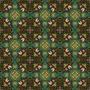 Vektör soyut sorunsuz patchwork arka plan koyu gri mavi ve beyaz süsler, Fas geometrik desenler, stilize çiçek ve yaprakları
