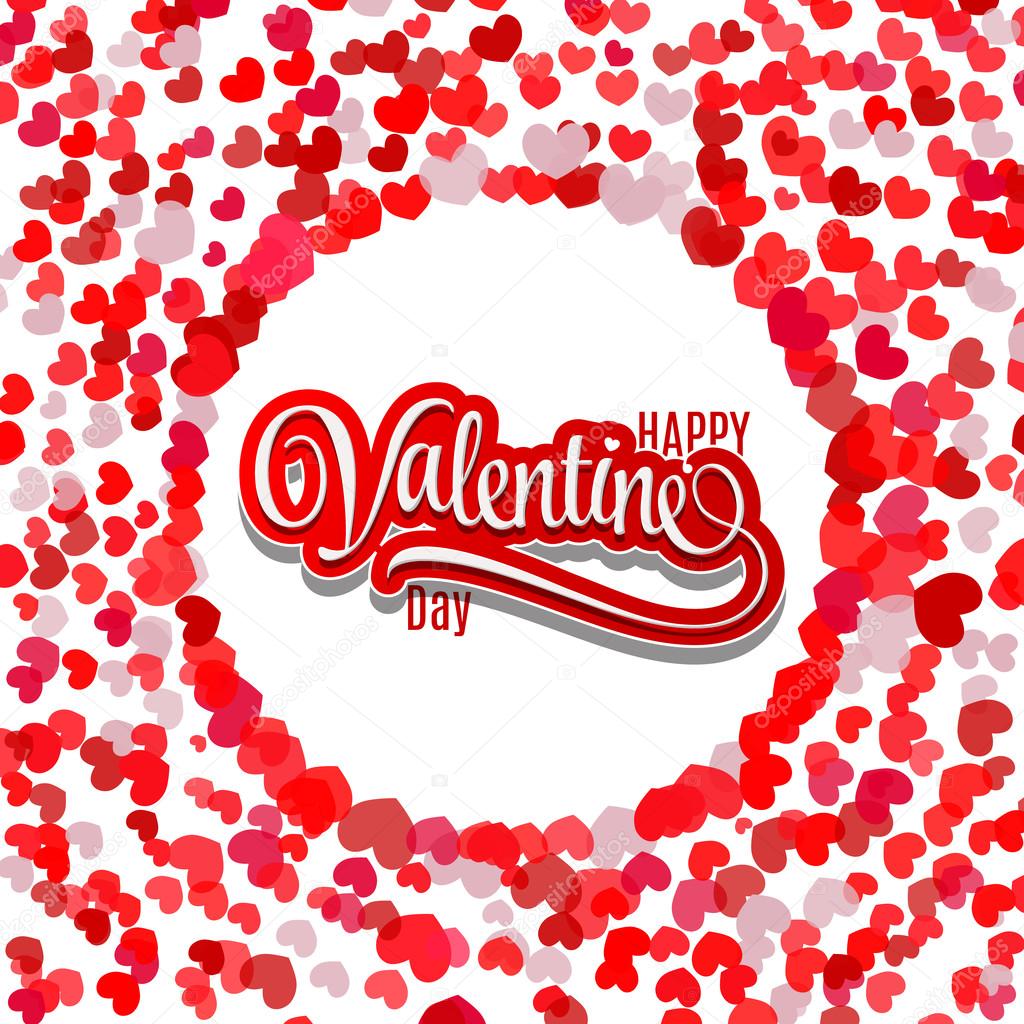 Happy Valentines Day Hearts Vector Illustration on red background