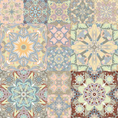 Sorunsuz vektör desen. Patchwork. Arap tarzında. Soyut illüstrasyon.