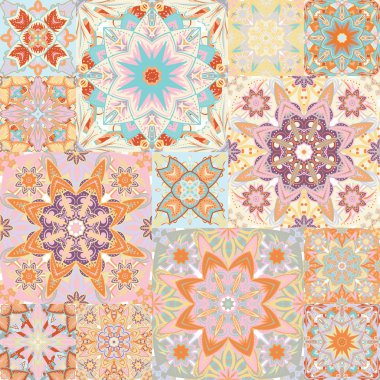 Sorunsuz vektör desen. Patchwork. Arap tarzında. Soyut illüstrasyon.