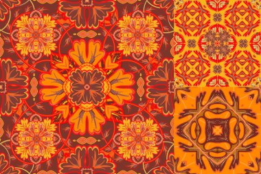 Güzel sorunsuz süs döşeme arka planı ile ayarlayın. Vektör çizim