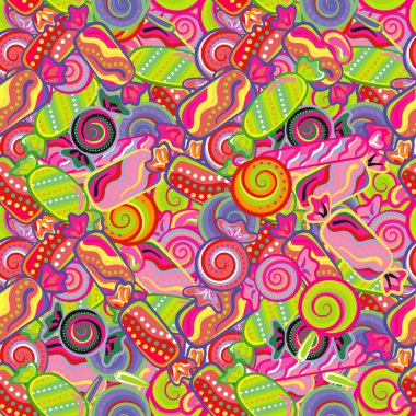 Seamless pattern vector  background with lollipops. candies, sweets, bright and colorful.