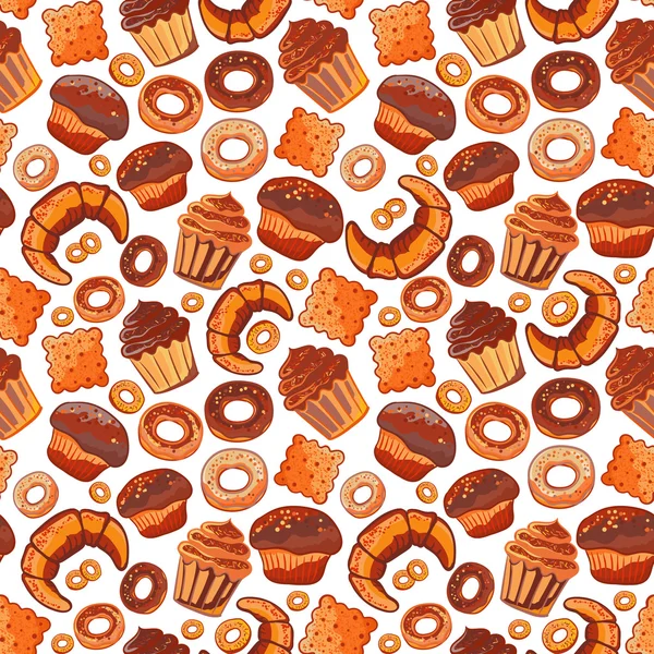 Doodle vektor.Bageri, Kager og dessert, kager, bogstaver sømløse mønster.Farvede vintage ikoner, søde elementer baggrund . – Stock-vektor