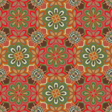 Dikişsiz renkli desen oryantal tarzı. Islam, Arapça, Asya motifleri